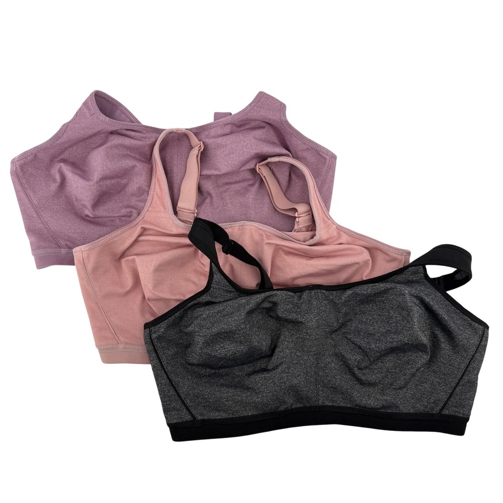 Lot of 3 Wacoal 855229 Brandi Underwire Sports Bra 38DDD Gray Purple Pink